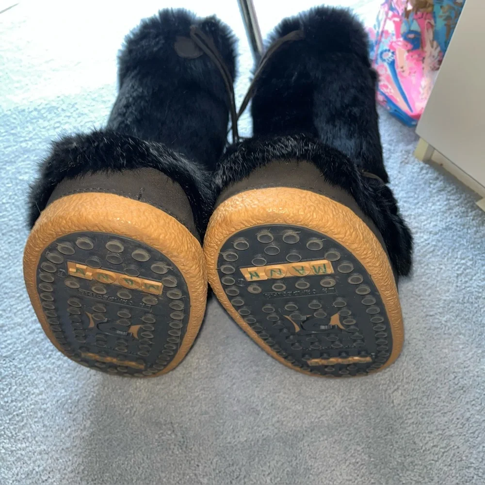 Bogner Black Rabbit Fur Winter Boots 9/10
